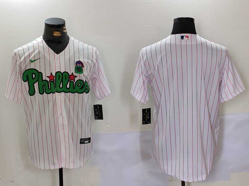 Men%27s Philadelphia Phillies Blank White Green Cool Base Stitched Jersey